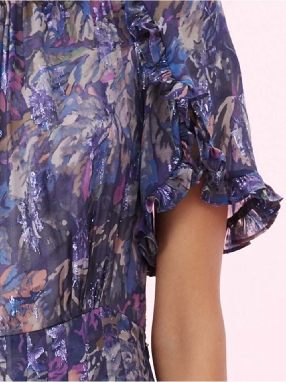 Rebecca Taylor Dress Womens 6 Amethyst Purple Giverney Fleur Silk Ruffle - Picture 6 of 13